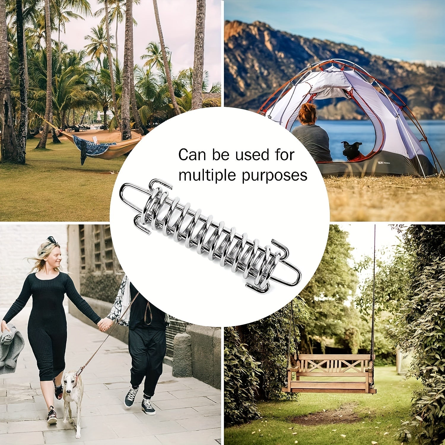 4pcs Stainless Steel Tent Spring Wind Rope Buckles for Camping