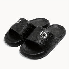 Men's Cartoon Print Slip On Platform Slides Unisex Casual Open Toe