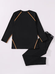 Kids Love Hearts Compression Sets Long Sleeve Crew Neck Pullover Matching Pants