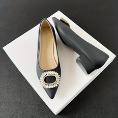 Women's Rhinestone Slip On Low Chunky Heel Shoes