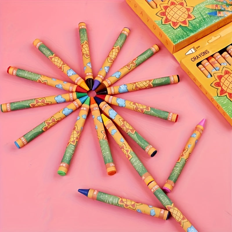 24 Eco-Friendly Student Crayons Set Creative Cartoon Painting Art Supplies