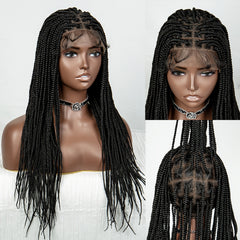 Triangle Knotless Box Braided Wig Full Lace Front Synthetic Natural Look