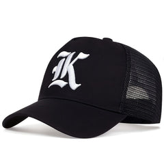 Men's Gothic Hip Hop Alphabet K Baseball Cap