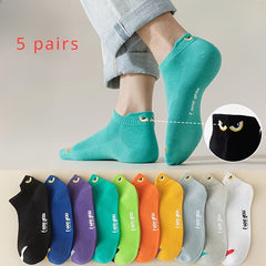 5 Pairs Bright Ankle Socks For Men
