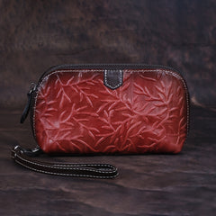 Vintage Leather Wristlet Clutch for Women Large Capacity Wallet