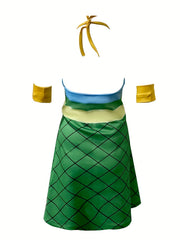 Striped Geo Print Halter Neck Dress Casual Backless Halter Dress