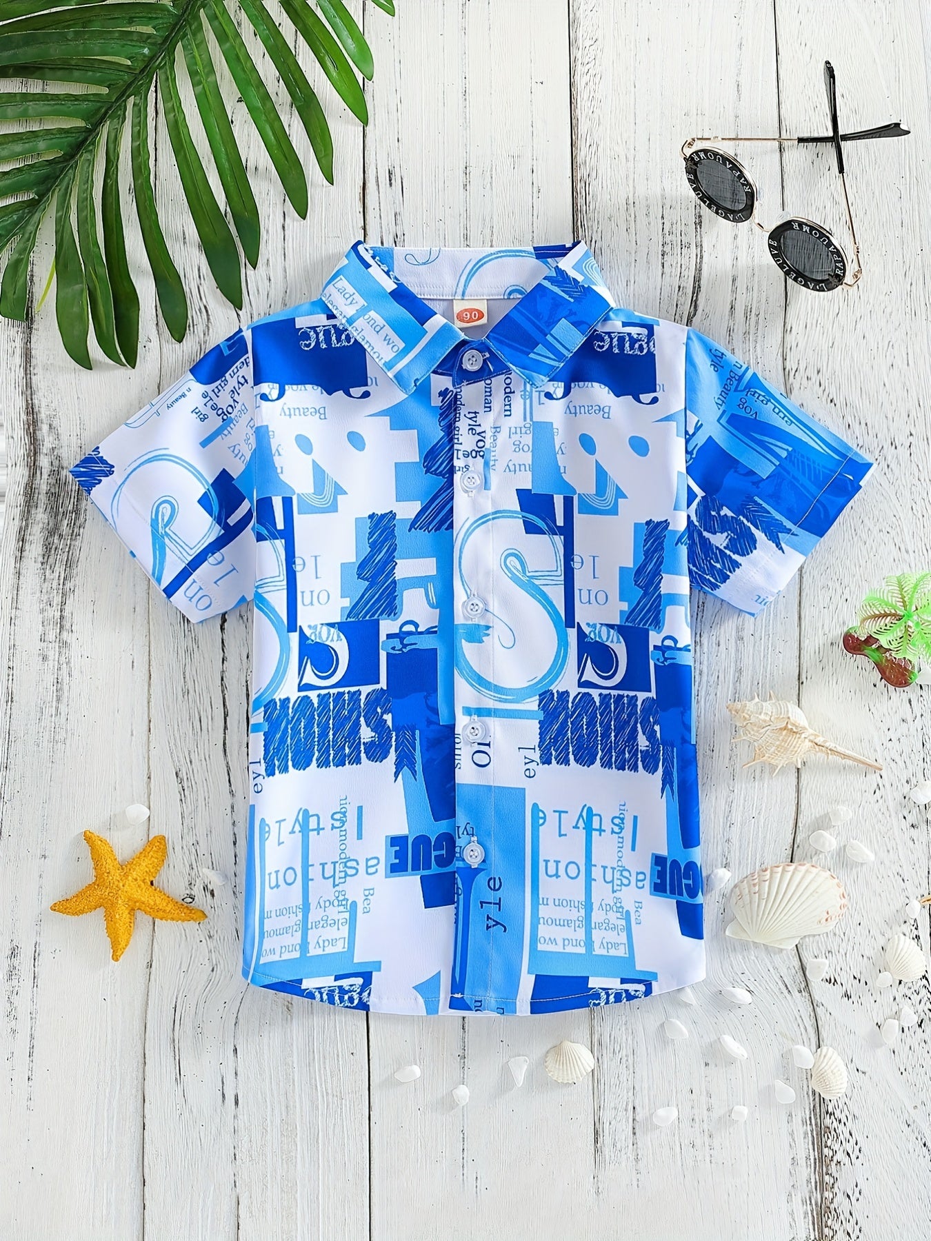 Boys Letter Pattern Short Sleeves Shirt