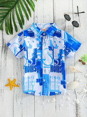 Boys Letter Pattern Short Sleeves Shirt