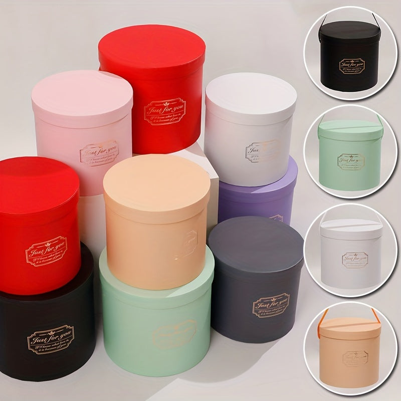 Round Flower Packaging Box, Portable Cylinder Hugging Bucket