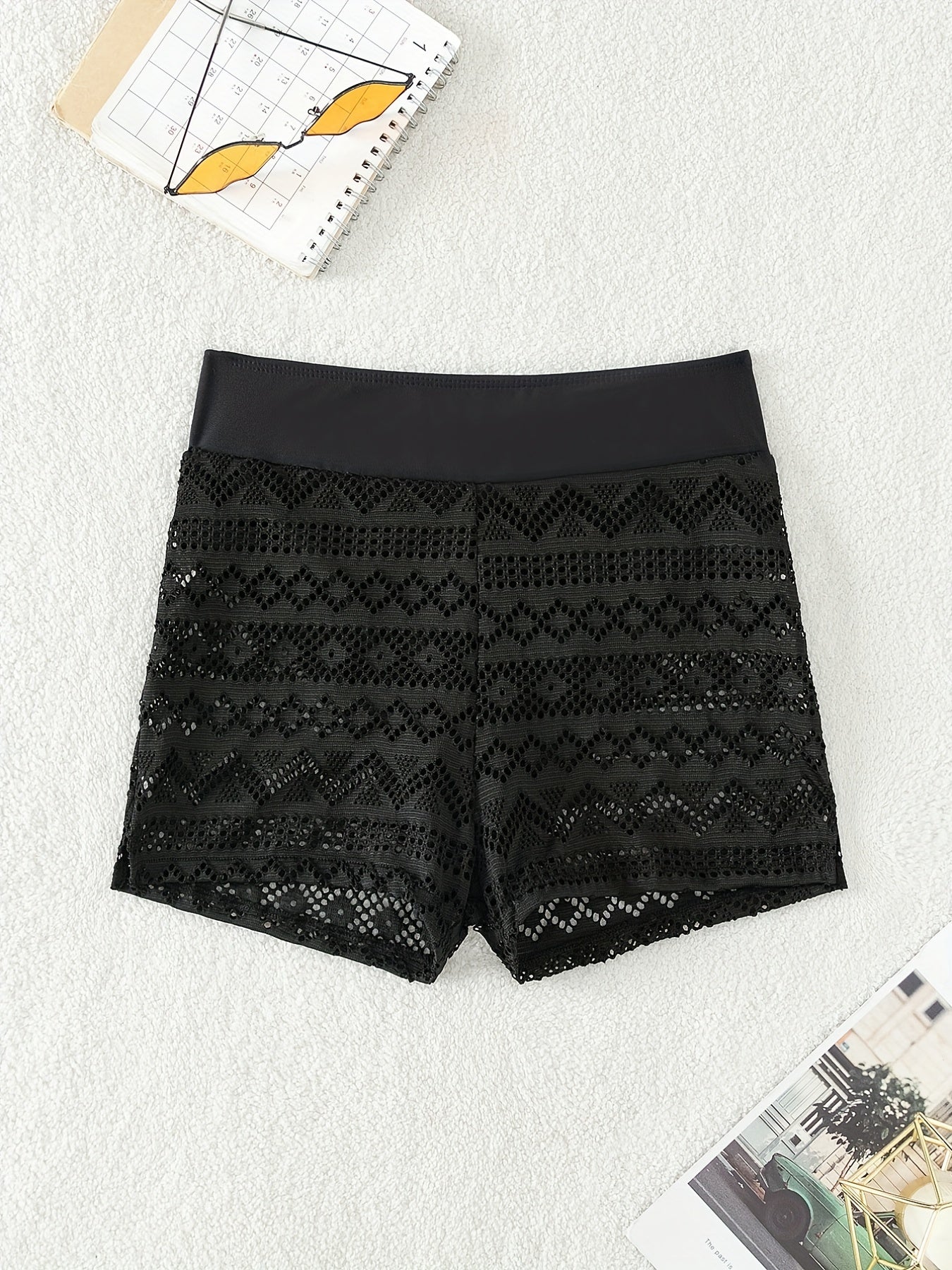 Sheer High Waist Cover Up Shorts Swim Bottoms