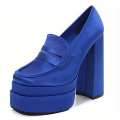 Women's Closed Toe Block Heel Pumps Comfy Slip On Platform Shoes
