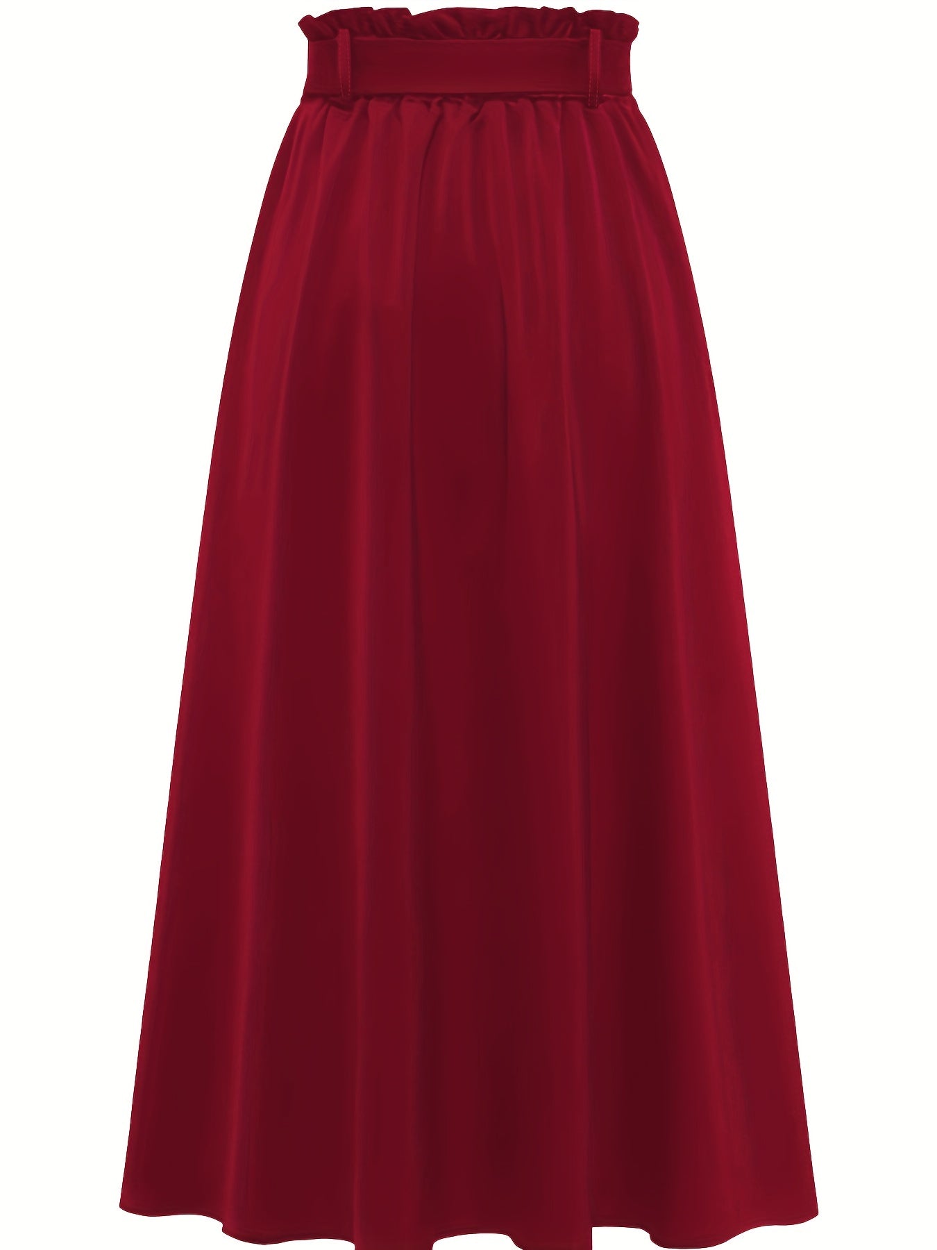 Solid Belted Maxi Skirt Pleated Versatile Women's Clothing