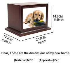 Custom Wood Pet Cremation Urn with Photo - Memorialize Your Beloved Dog or Cat