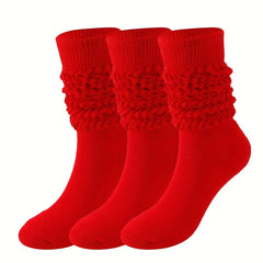 3 Pairs Casual Mid Calf Socks Warm Breathable Thick