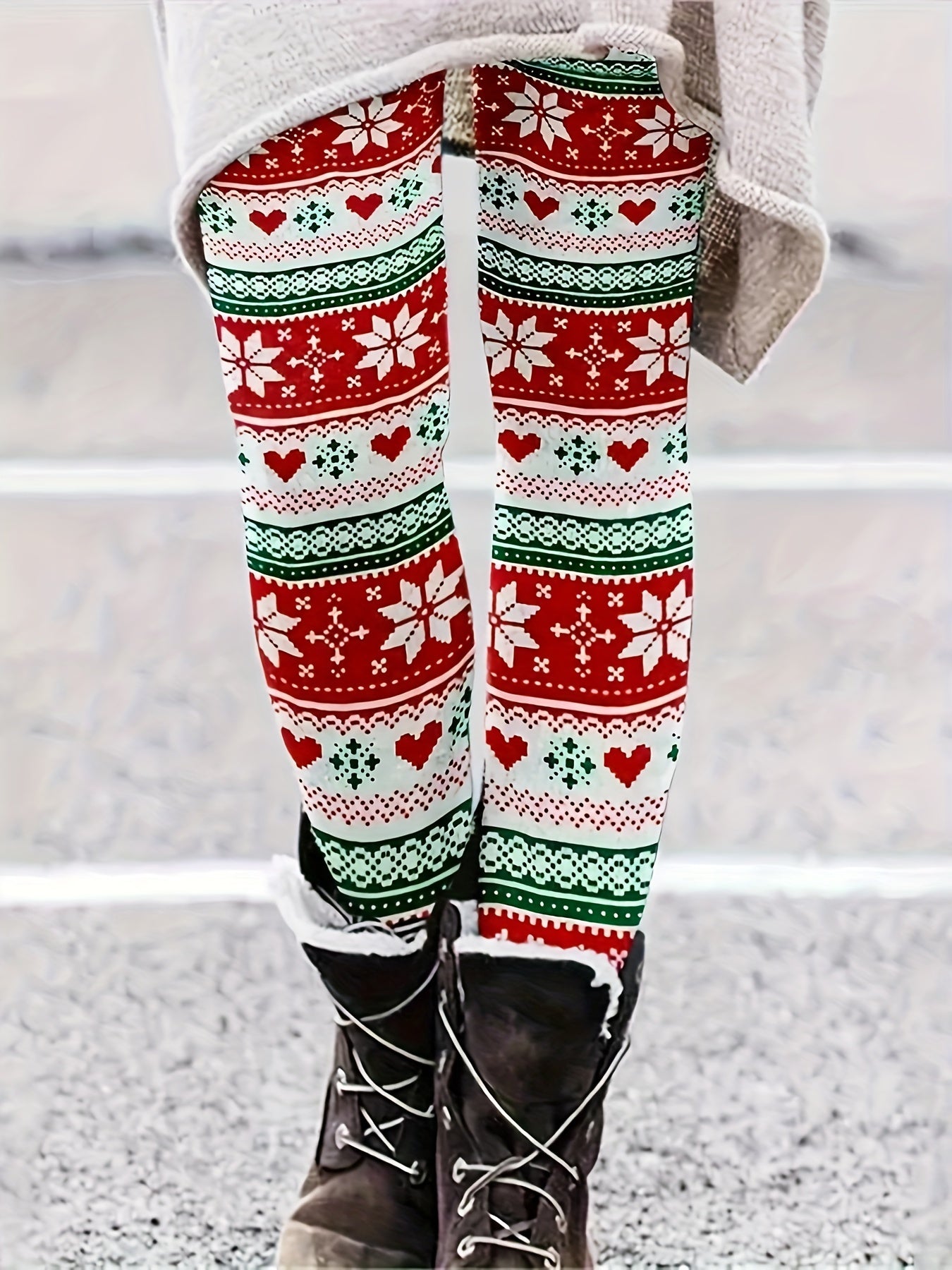 Geometric & Heart Print High Rise Leggings