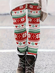 Geometric & Heart Print High Rise Leggings