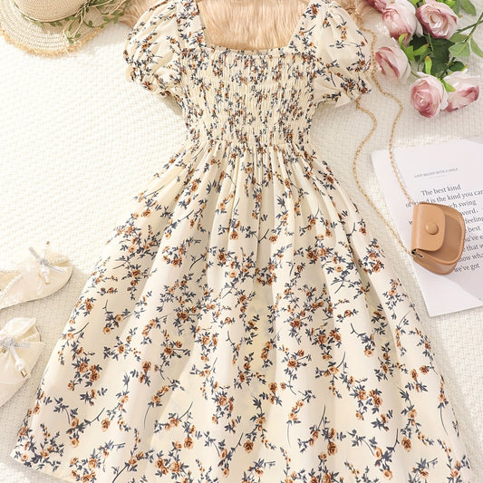 Girls Floral Graphic Dress for Summer Holiday Party