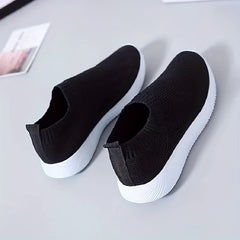 Women's Solid Cor Knitted Sneakers Breathable Slip On Jumping Rope Shoes