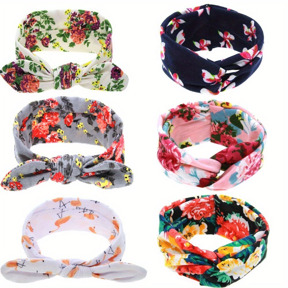 6pcs Soft Nylon Rabbit Ears Hair Tie Headband