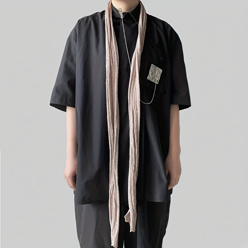 Y2K Retro Silver Thread Knitted Scarf
