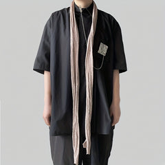 Y2K Retro Silver Thread Knitted Scarf