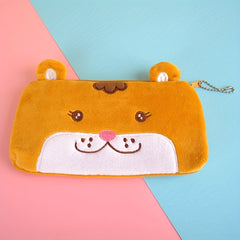 Furry Cartoon Square Storage Bag Animal Stationery Coin Purse Mobile Phone Bag