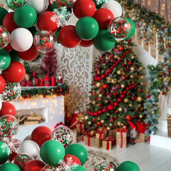 Christmas Balloons Arch Garland Kit with Hanging Snowflakes