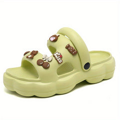 Women's Platform Slide Sandals Round Toe Flat Shoes