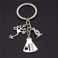 Microscope Keychain Biology Science Chemistry Metal Key Ring Purse Bag