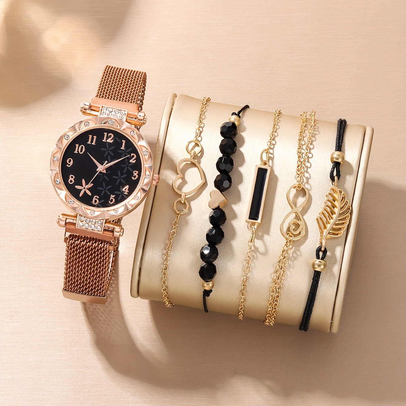Star Pattern Quartz Watch & 5 Bracelets for Kids