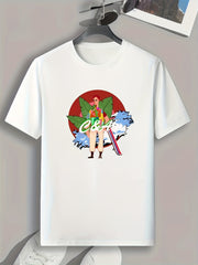 Skateboarder Print Men's Sports T-Shirt Graphic Tee for Fitness