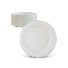 50 Pcs Biodegradable Sugarcane Pulp Disposable Plates