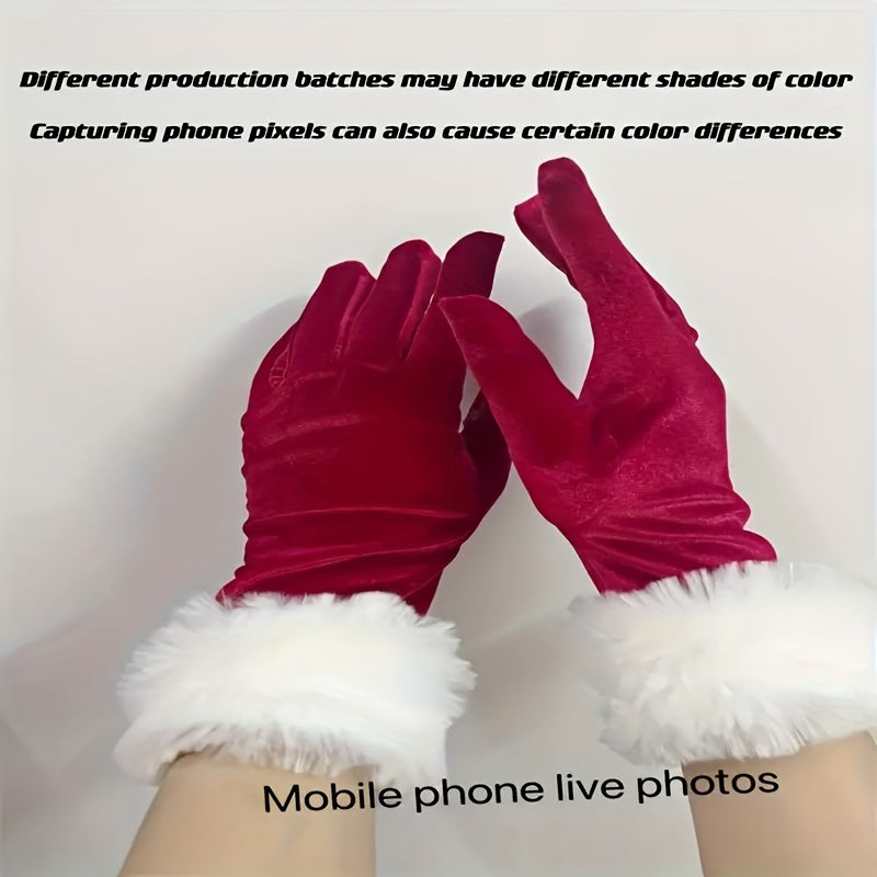 Christmas Full Finger Plush Warm Gloves Santa Claus Costume Party