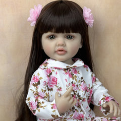 22in Full Body Reborn Baby Girl Doll Classic Princess Dress Long Hair