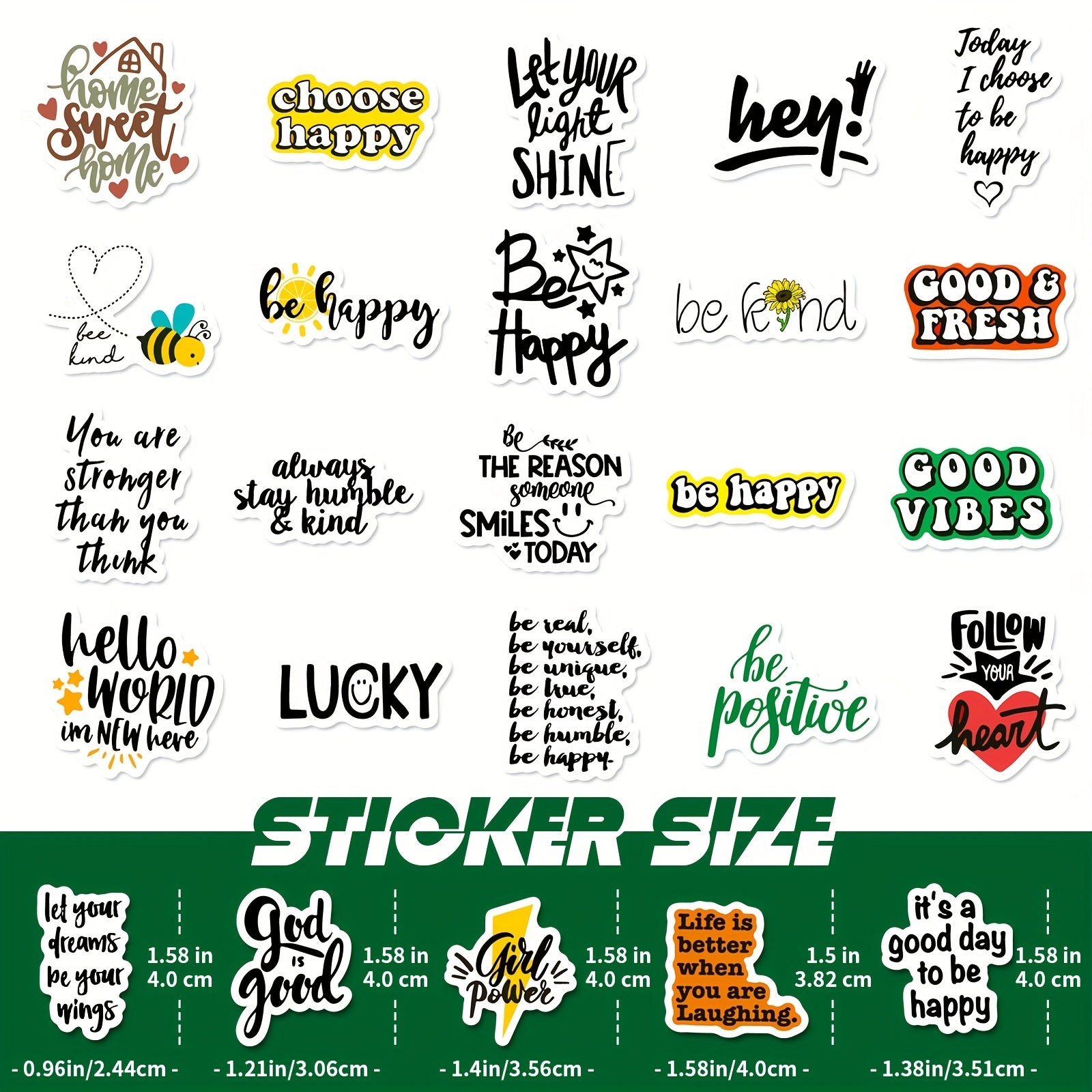 50pcs Positive Motivational Quote Stickers Waterproof Vinyl Stickers