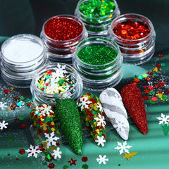 6pcs Christmas Sequins Red Green Glitter Flakes For Resin Mold Fillings