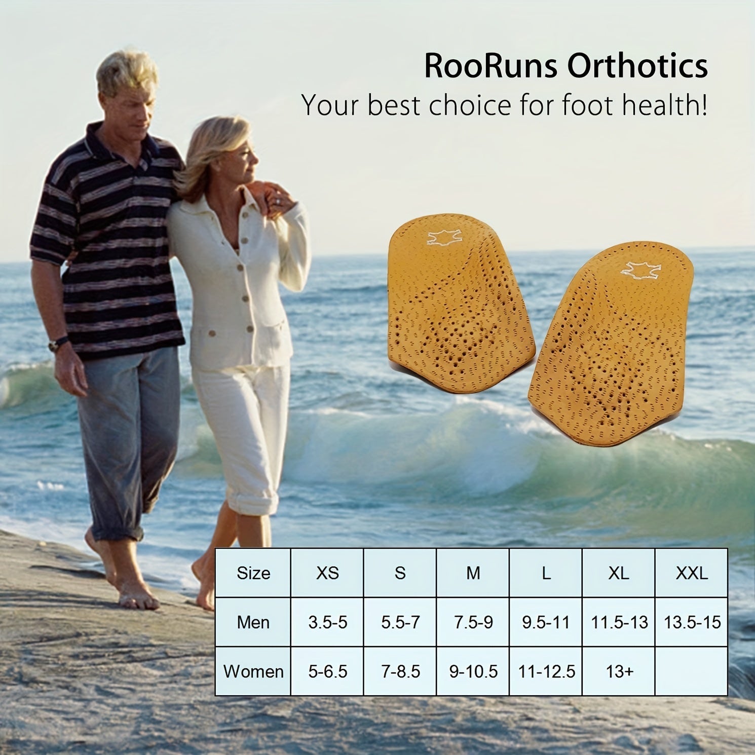 7.62 10 Leather Orthotic Inserts with Arch Support Insoles for Men and Women