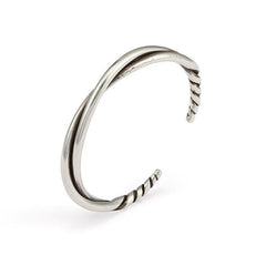 Vintage Silver Woven Bracelet Mens Open Style