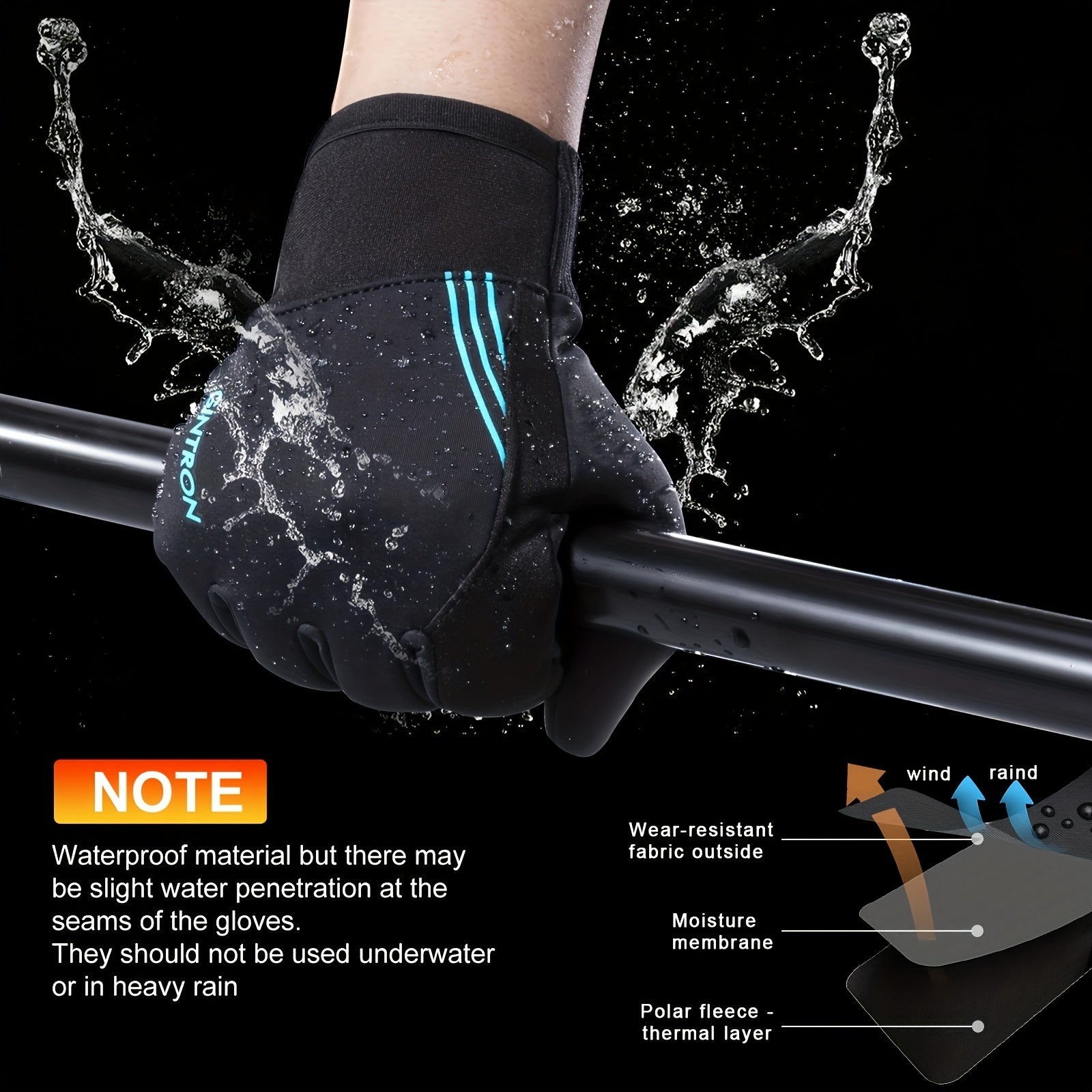 Touch Screen Winter Gloves for Men Women - Windproof Waterproof Running Gloves