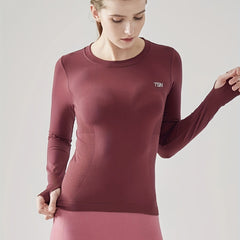 Quick Dry Long Sleeve Sports Tee for Yoga Fitness Women