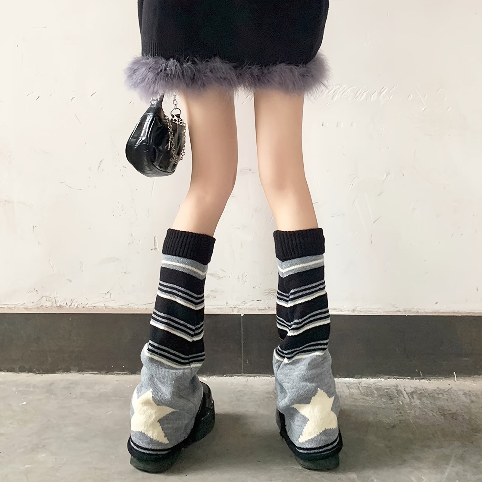 Striped Leg Warmers JK Style Knee High Socks