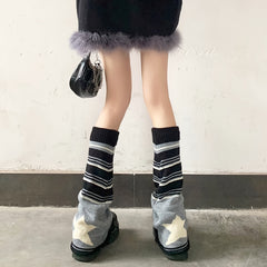 Striped Leg Warmers JK Style Knee High Socks