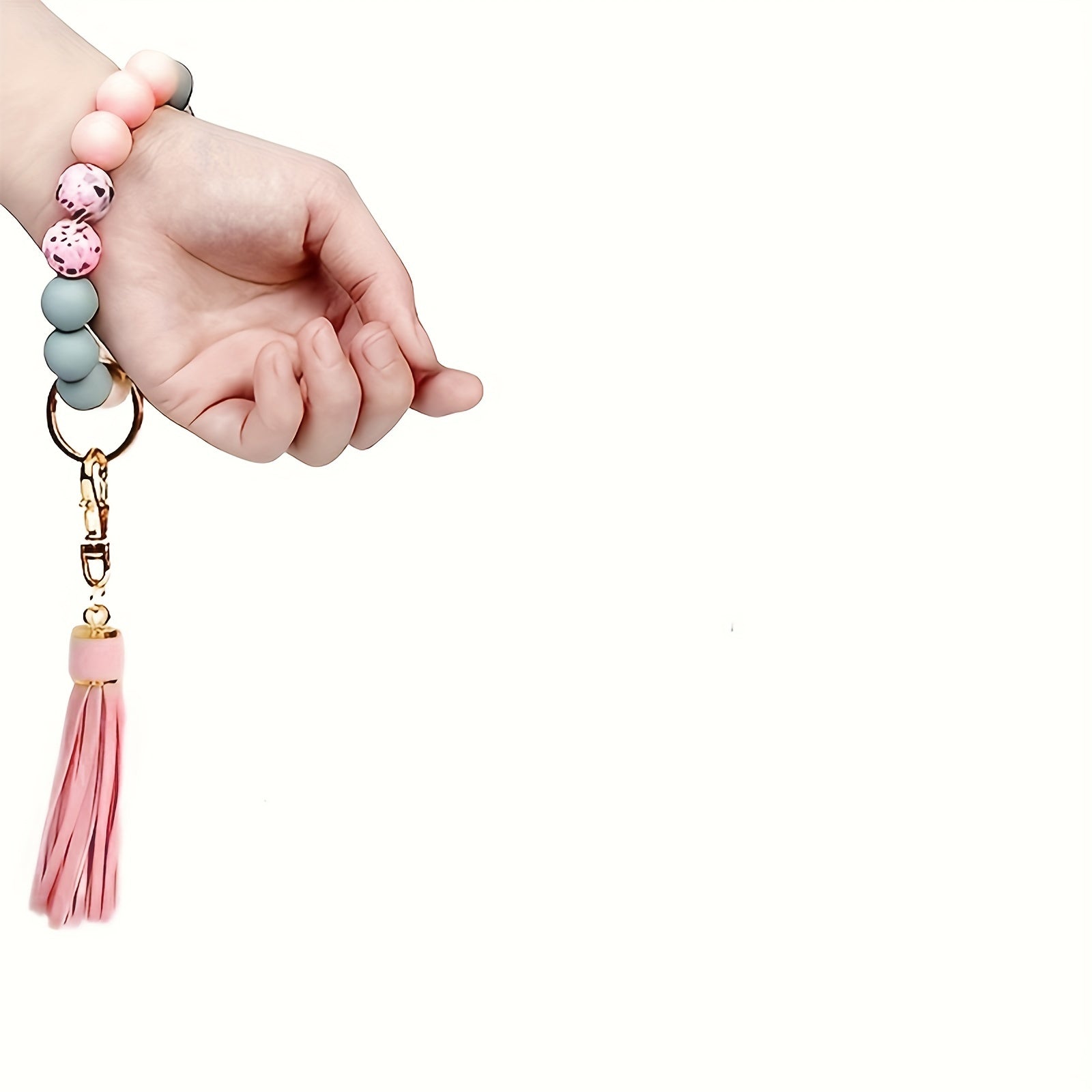 Yiflin Silicone Beaded Wrist Keychain For Women Girl