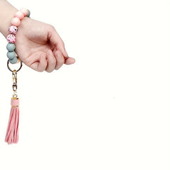Yiflin Silicone Beaded Wrist Keychain For Women Girl