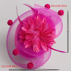Women Flower Hair Clip Faux Feather Head Piece Party Wedding Hat Accessories