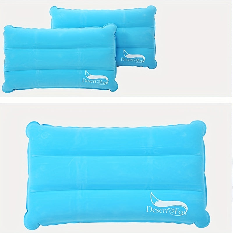 Compact Flocked Fabric Air Pillow for Camping Ergonomic Support Orange
