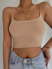Women's Backless Crop Cami Top Solid Sleeveless Casual Top