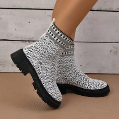 High Chunky Heeled Running Shoes Anti-slip Knit Leisure Sports