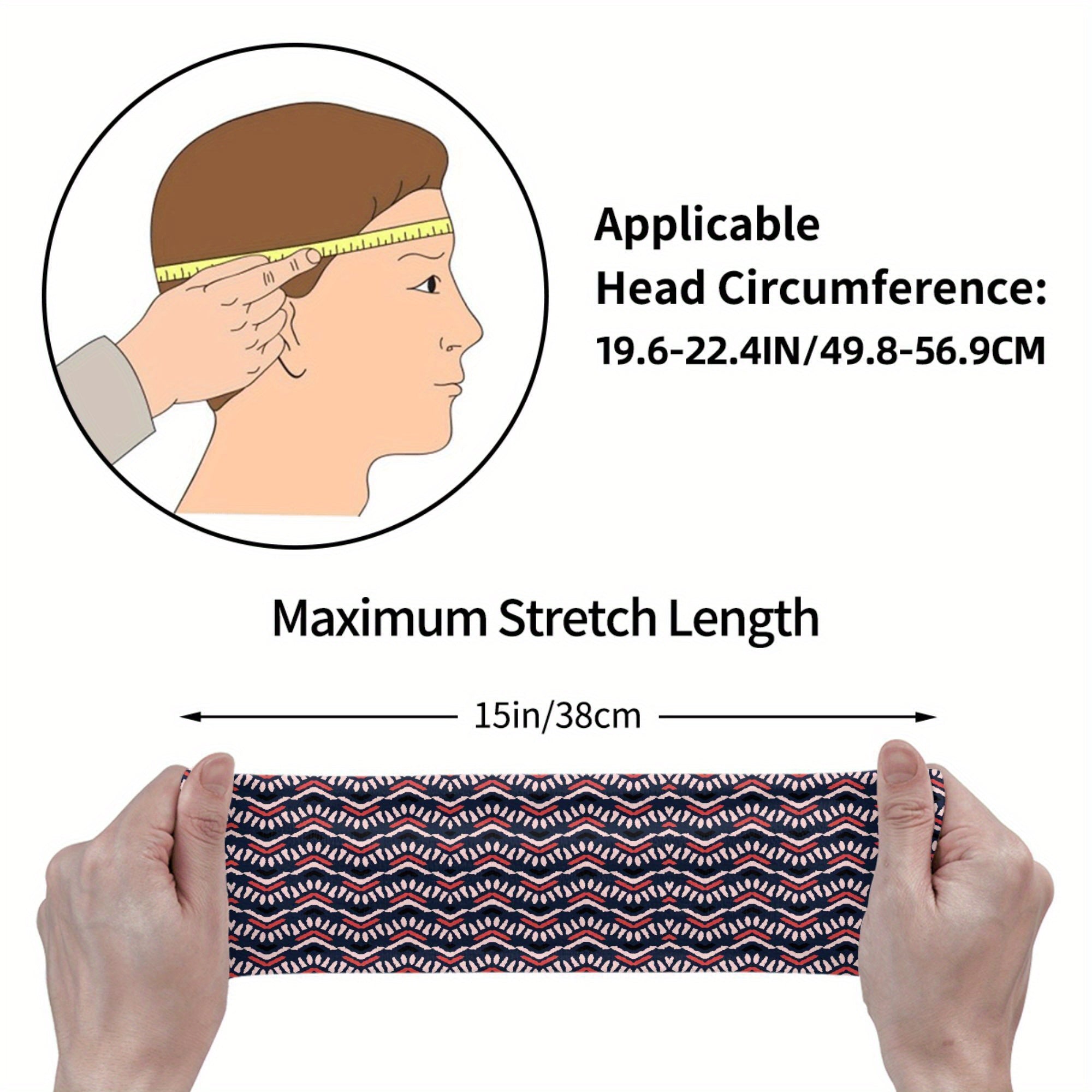 Boho Vintage Headband Non Slip Hair Band Navy Soft Headband for Gym Yoga