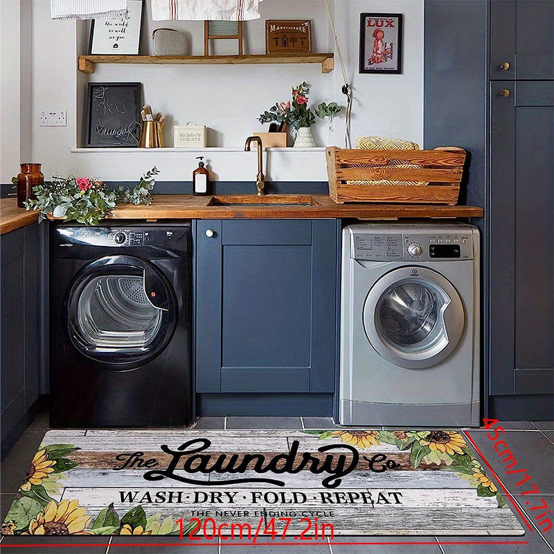 Sunflower Laundry Rug Runner Non Slip Entryway Runner Mat
